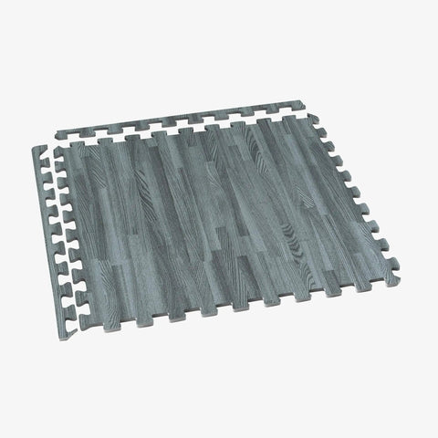 Slate wood grain interlocking foam floor tiles 3/8 inch thick with slick wood grain look anti fatigue mats 24x24 inches