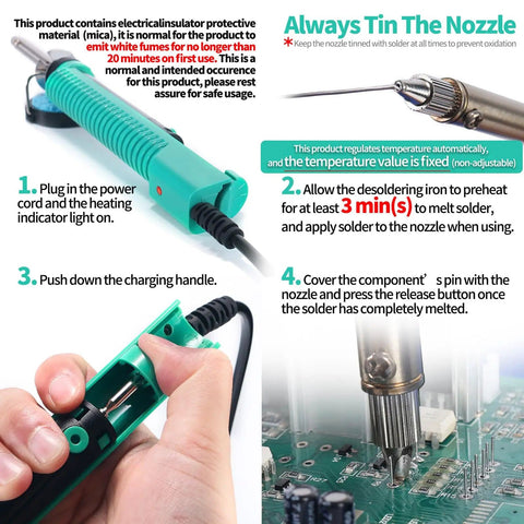 Step-by-step guide for using Desoldering Soldering Iron Kit With Solder Sucker Pump Auto Temperature Regulation Shorter Handle