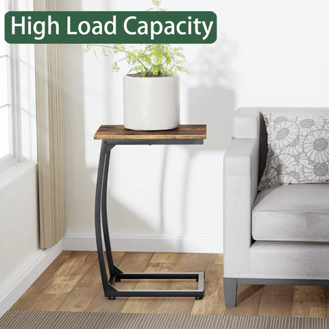 Set Of 2 C Shaped End Tables For Couch With Curved Legs Space Saving Under Sofa Side Table next to couch, plant on top