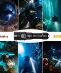 DL03 Dive Light Two In One Scuba Flashlight With 2800 Lumen White Light And Green Beam Beast Mode Bright, 1000 Meter Range