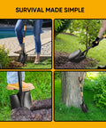 Heavy Duty Digging Shovel With Trenching Blade And D Handle Fiberglass Grip for Yard, Garden and Construction tasks shown in use