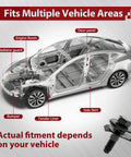 Diagram of car body showing areas where 50 Pcs M6x1.0 Automotive Body Bolts And U Nut Clips Kit can be used, with bolt and clip shown.