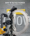 Kick Up Some Dust With This Badass 8000 W Concrete Circular Saw Featuring a Killer 29 Cm Cut Depth For Wall Grooving, showing the powerful blade and motor.