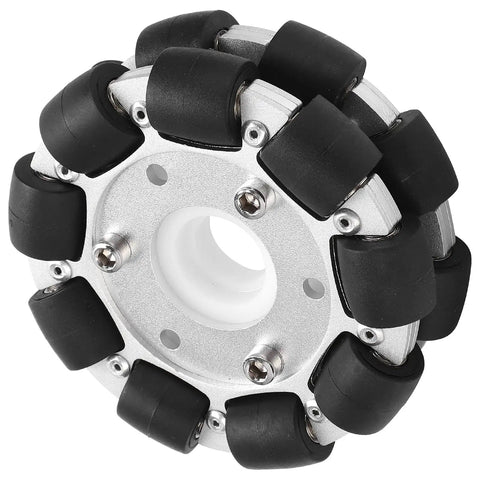 100mm Double Aluminum Omni Wheel For Robots, Heavy Duty 30Kg Load Capacity, 18 Rubber Rollers, Smooth 360 Degree Movement For Platform Robotic Kits And Easy Assembly Included