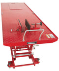 Steel Hydraulic Motorcycle Lift With 1100 Pound Capacity, Foot Operated Pump, Diamond Plate Platform, Removable Ramp