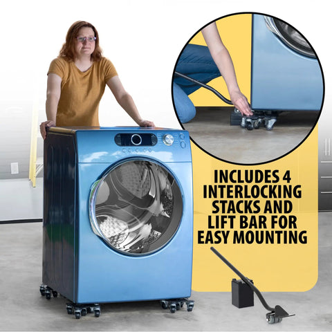 Person using Heavy Duty Furniture Movers With Wheels Set Of 4 Easy Sliders Dollies Lifter Tool for moving a washing machine