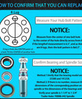 Instructions for measuring Trailer Hub Kit 8 Bolt 6.5 Inch For 7000 Lb Trailer Axle size and bearing model verification.