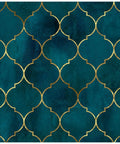 Peel And Stick Geometric Trellis Wallpaper In Sapphire Blue And Bronze Removable Contact Paper For Home And Bathroom Decor
