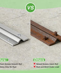 Comparison of Heavy Duty 24 Ft Galvanized V Track Kit for 1 In V Groove Sliding Driveway Gates and a rusted track section.