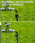 Garden Hose Quick Connect Kit Two Pack With Five Sixteenth Inch Single Port Connectors Faucet Adapters And Pipe Plugs Drip Irrigation Parts Fits Three Quarter And One Half Inch Faucets Easy No Fuss Outdoor Watering installed on outdoor faucet