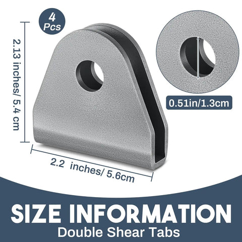 4 Pack Double Shear Seat Belt Tabs Weld On For Offroad Cars And UTVs Heavy Duty Iron Tabs Size and Measurements