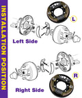 Installation diagram of Direct OEM Fit Golf Cart Brake Assembly Kit for EZGO TXT Medalist and Yamaha G14-G22 models, left and right sides.