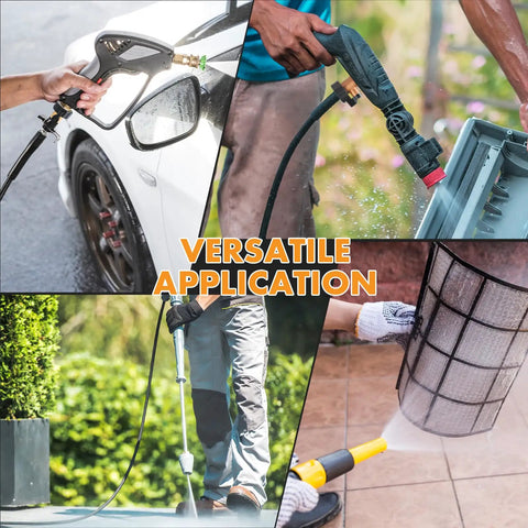 Versatile application of garden hose shut off valves for car washing, lawn care, cleaning bins, and filter maintenance.