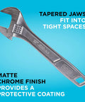 Adjustable Wrench Set Three Pack 6 Inch 8 Inch 10 Inch Wide Jaw For Big And Small Fasteners Tapered Jaw For Tight Spaces