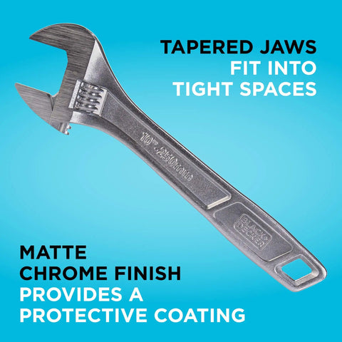 Adjustable Wrench Set Three Pack 6 Inch 8 Inch 10 Inch Wide Jaw For Big And Small Fasteners Tapered Jaw For Tight Spaces