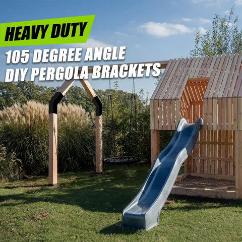 6 By 6 Inch L Shaped Pergola Brackets 2 Pack Two Way Wood Post Brackets For Indoor And Outdoor Use 15 Degree Angle Slant Brackets For Gazebos Patios Porches And Log Cabins With Screws DIY Friendly Heavy Duty