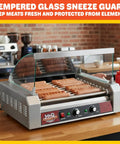 Hot Dog Roller Cover With Tempered Glass Sneeze Guard For Nine Roller Hot Dog Machine On Countertop Electric Grill