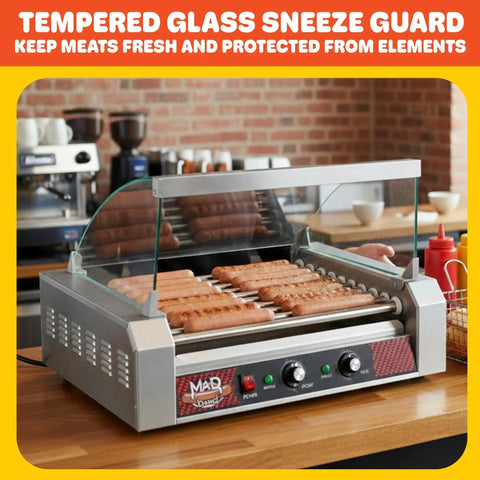 Hot Dog Roller Cover With Tempered Glass Sneeze Guard For Nine Roller Hot Dog Machine On Countertop Electric Grill