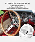 Slick Billet Aluminum Steering Wheel Adapter Hub Conversion Kit Plug And Play Six Hole To Three Bolt Polished Spacer installed in classic car steering.
