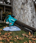 3-In-1 Cordless Leaf Blower Vacuum Mulcher, 18V LXT Brushless Tool Only, on lawn with fallen leaves near tree