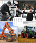 4 Piece Grease Gun Needle Nozzle Set For Tight Spaces And Deep Holes Detachable Grease Tip Adapters With 2 Injecting Needles And 2 Needle Fittings Handy Pro Grade Upgrade For Auto Bike Machinery Maintenance shown with vehicle and machinery applications.