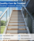 Slope Cable Railing Post 36 Inch For 25 To 40 Degree Slopes Brushed T304 Stainless Steel in outdoor wet weather conditions