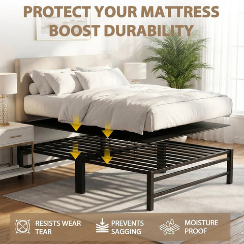 Rock Solid Queen Bunkie Board 57X80 Black Foldable Bed Platform No Tools Or Assembly Required under mattress for sag prevention.