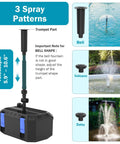 All In One Koi Pond Pump Kit For Outdoor Ponds 200-350 Gallons, 400 GPH Fountain Pump With Three Spray Heads diagram