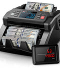 Mixed Denomination Money Counter Machine With Value Counting And Three Displays, Cash Counter For Small Biz in use.