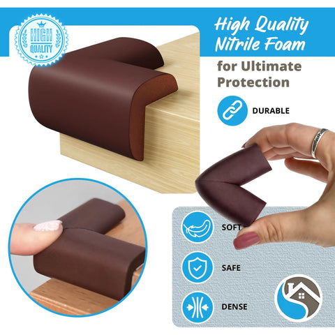 Eight Pack Baby Proofing Corner Guards Kid Safe Soft Rubber Edge Protectors With 3M Adhesive For Fireplaces Tables Cabinets Stairs