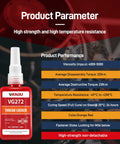 VKAGU VG272 orange thread locker bottle with white applicator cap, 50 ml, front view
