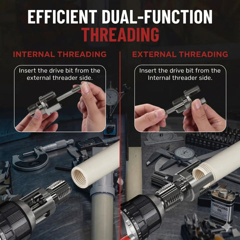 Two Pack PVC Pipe Threader Kit 1/2 and 3/4 Inch With Built In Internal And External Threading Rust Resistant Cutter