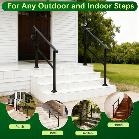 Built Tough Metal Handrail Kit With Fade Proof Finish And Fully Adjustable Height for secure porch deck steps.