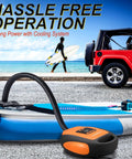 Electric Portable Paddle Board Pump For SUP With Auto Off And 20 PSI Beast Power Air Compressor near inflatable kayak and car
