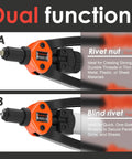 Dual Function Rivet Nut Tool Kit With 405 Rivet Nuts Blind Rivets 15 Mandrels And 5 Nozzles Multipurpose Riveting Gun functions
