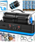 Ultra Quiet Brushless Rock Tumbler Kit With 7Lb Dual Barrel Polisher And Noise Canceling Cover with accessories and polished stones