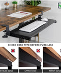 Under Desk Keyboard Tray 30 Inch Extra Wide Slide Out Drawer No Drill Clamp Mount Holds 11 Lbs Fits Desks Up To 1.77 Inches Thick shown installed on wooden desk
