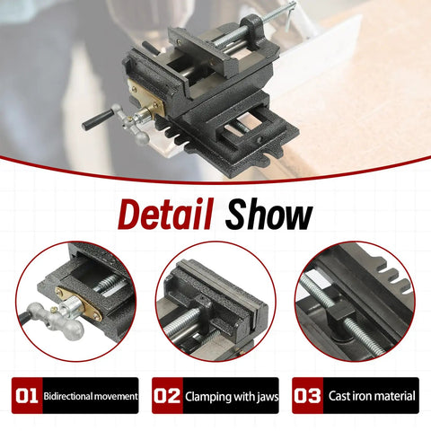 5 Inch Cross Slide Drill Press Vise 2 Way X Y Heavy Duty Clamp Machine Pro Grade Cast Iron Workhorse details