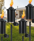Outdoor Citronella Metal Torch Set Of 4 16 Oz Each Adjustable 59 Inch Garden Torches For Patio And Pathway Durable Fiberglass Wick With Snuffer Party Ready Yard Lighting