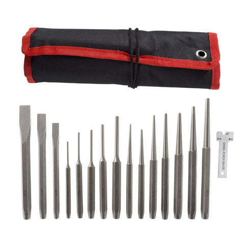 Beast Of A 16 Piece Punch And Chisel Set With Taper And Center Punches Pin Chisels Cold Chisels Chisel Gauge Storage Case display