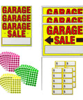 Garage Sale Sign Kit With Three Large Signs And Three 11 By 14 Signs One Thousand Two Hundred Colorful Price Stickers In Yellow Pink And Green Plus Twenty Large Pricing Cards Ultra Bright And USA Made For Quick High Visibility Sales