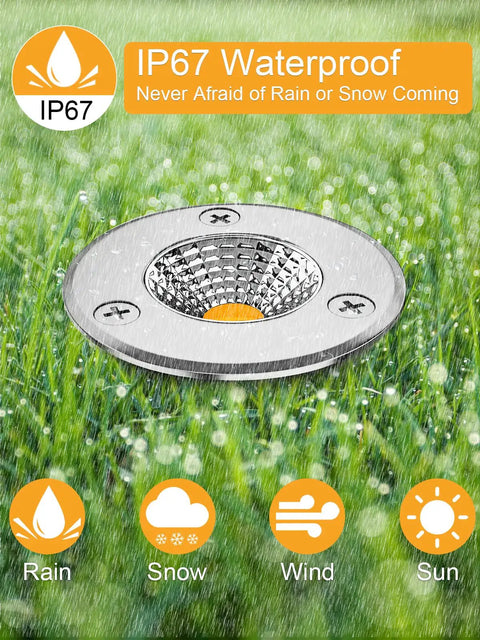 Low Voltage Landscape Well Lights 3W 12V 24V In Ground LED Lights IP67 Waterproof in grassy outdoor setting