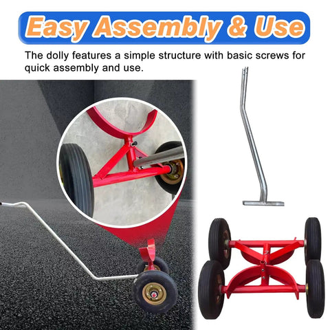 Heavy Duty Pipe Dolly Cart All Terrain Steel Pipe Transport For Construction Sites Warehouses And Workshops Tough As Nails Pipe Handling Equipment Easily Moves Round And Square Pipes And Profiles. Easy assembly view with steel handle and 2-wheel dolly