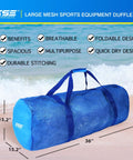 Heavy Duty Large Mesh Duffle Bag For Gym And Travel Dry Bag For Scuba Gear And Snorkeling Water Sports Tote With Zipper