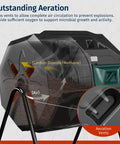 Side view of the Duel Chamber Compost Bin With Two Sliding Doors And Aeration System, showing aeration vents and airflow design.