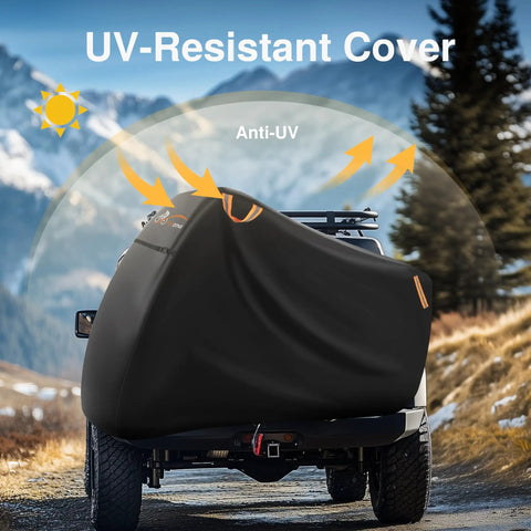 Two Bike Rack Cover For Car Hitch Waterproof 600D Outdoor Bike Cover on SUV, UV-resistant, heavy-duty all-weather protection