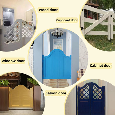 Heavy Duty Black 4 Pack Door Pivot Hinges 270 Degree Rotation Up To 176 Lbs 201 Stainless Steel For Wood Doors Cupboard Swing Cafe Saloon Fence Gate Hinges in various door installations.