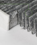Close-up view of premium activated carbon cabin air filter fibers for Lexus IS series and RC line, showcasing odor blocking and dust reduction.