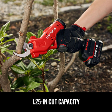 Person using Cordless Electric Pruner With 2 Ah Battery And Charger Included For Heavy Duty Gardening on tree branch