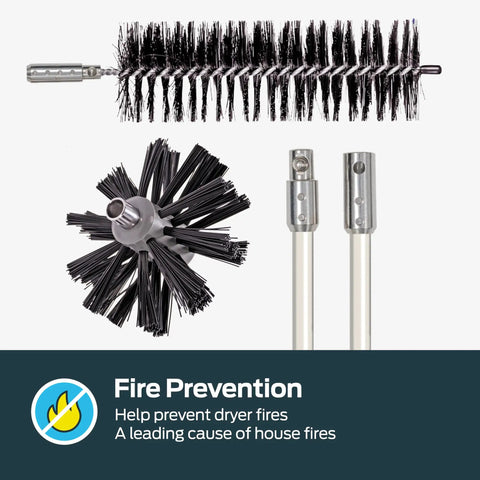 Lint Wizard Large 7-Piece Dryer Vent Cleaning Kit With 12 Ft Flexible Quick-Snap Rods And 4 Inch Auger Brush, Lint Trap Brush components